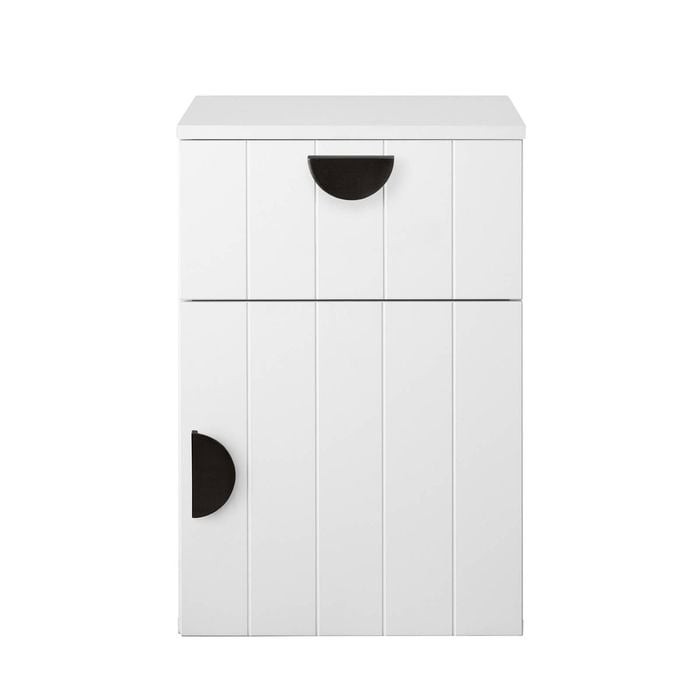 European Cabinetry VJ Panel Half Moon Black Porto Bedside Table White