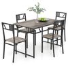 Costway 5PCS Dining Table Chairs Set Metal Frame Kitchen Furniture Grey