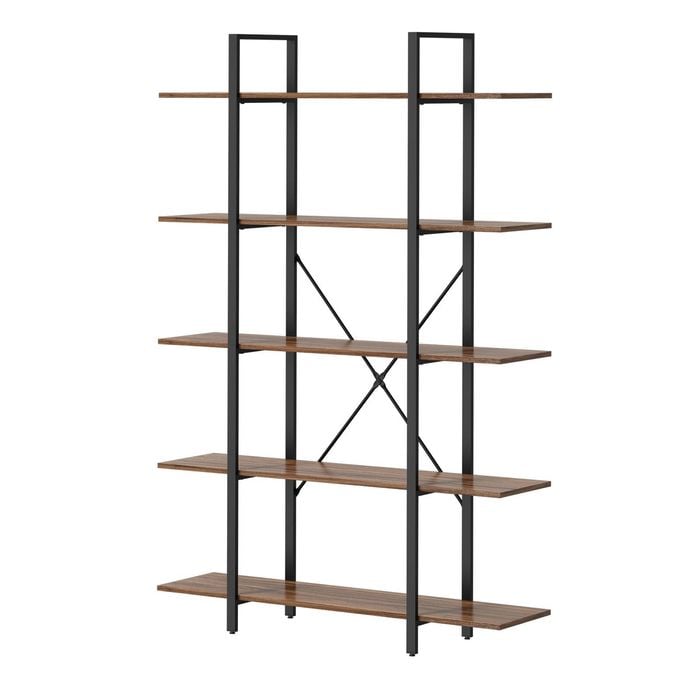 Oikiture 5 Tier Display Shelf Stand Bookshelf Metal Storage Industrial 1.2m