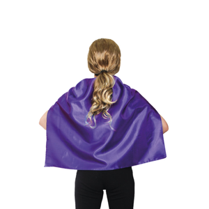 SHORT CAPE Kids Childrens Party Costume Vampire Coat School Team Colours - Purple - Purple