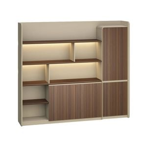 Modern Furniture ANDERS Display Unit 240cm - Hazelnut & Beige