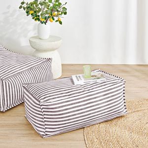 Cadence & Co. Oscar Faux Linen Ottoman Bean Bag Cover Cacao