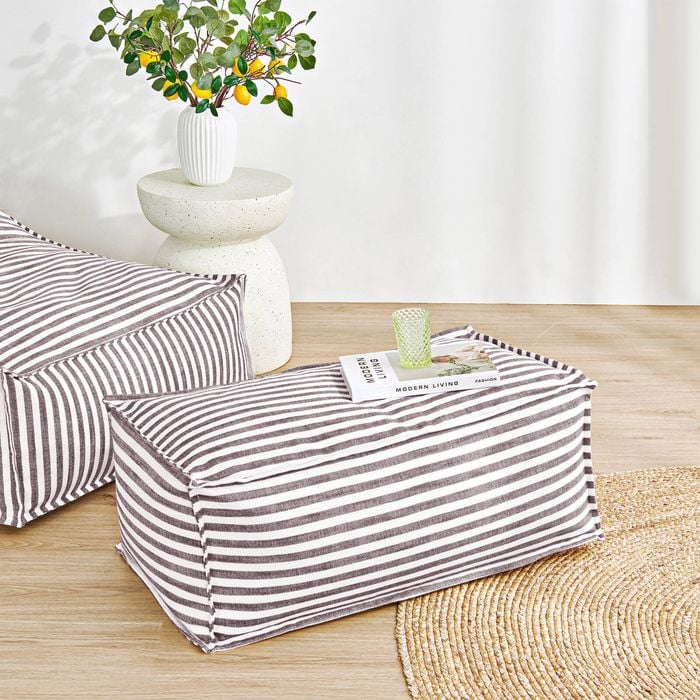 Cadence & Co. Oscar Faux Linen Ottoman Bean Bag Cover Cacao