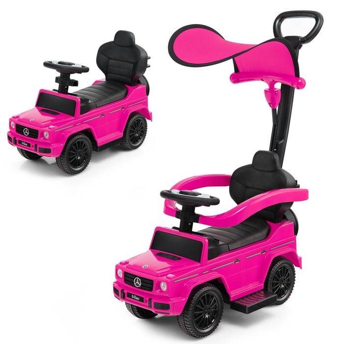 Costway Kids Licensed Mercedes Benz Ride On Push Cat Sliding Stroller Pink