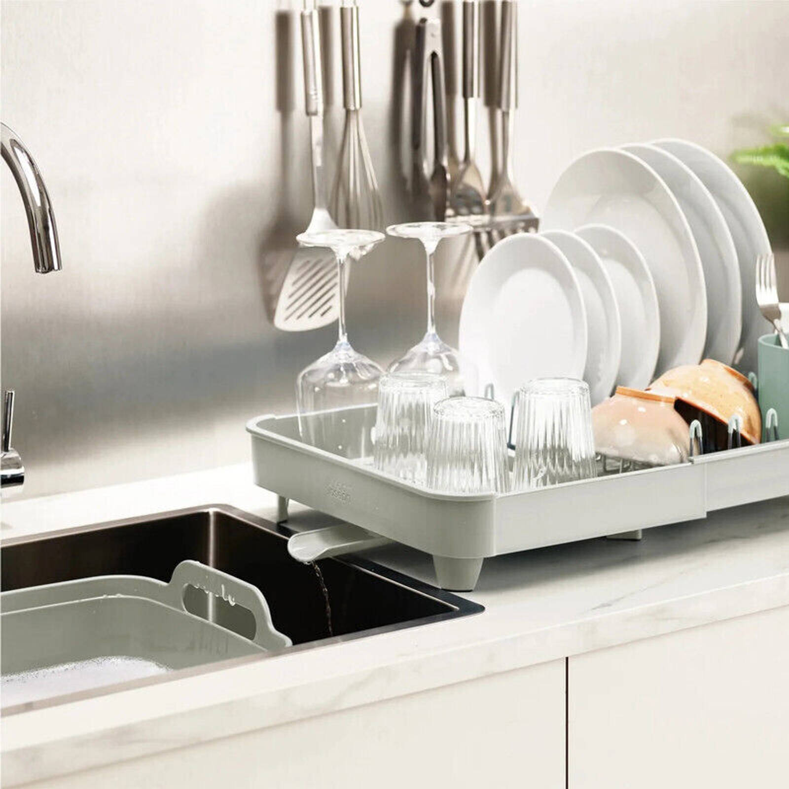 Joseph Joseph Extend Dish Rack Light Stone Sage Bunnings Australia