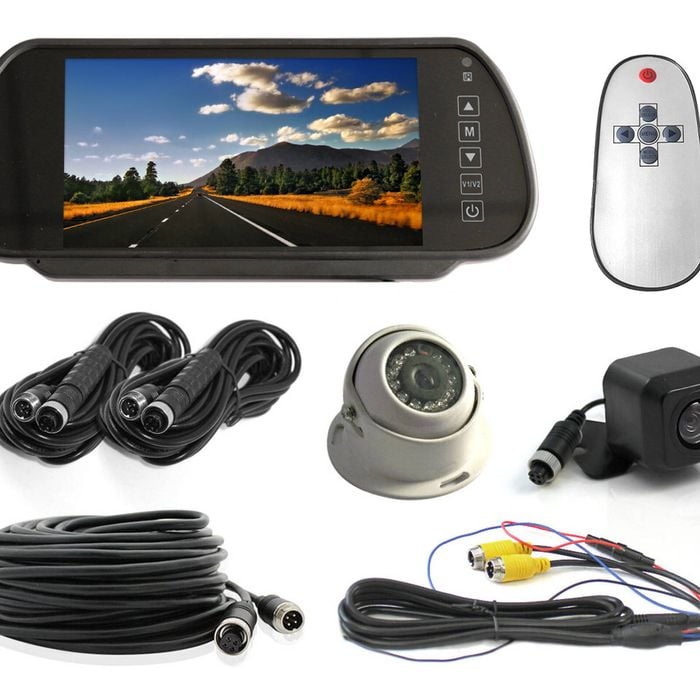 Elinz 7" Clip on Rearview Mirror Monitor Caravan 2 Reversing Camera 4PIN System Kit CCD