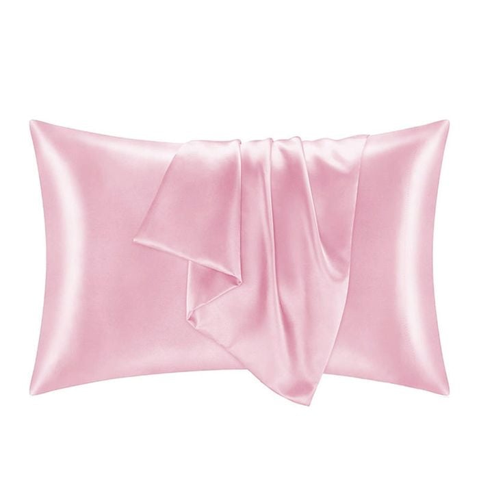 Catzon 2 Pcs 51 X 91cm Satin Pillowcases for Hair and Skin with Envelope Closure-Light Pink(K)