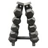 115kg - 5 Pair Hex Rubber Dumbell Weight Set with Rack