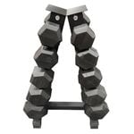 115kg - 5 Pair Hex Rubber Dumbell Weight Set with Rack