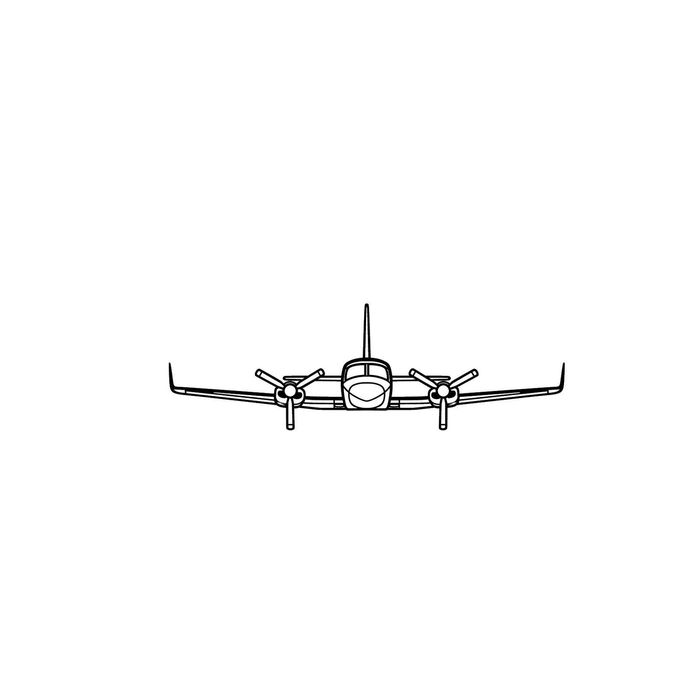 Ignite Laser Cessna 421C Golden Eagle - Twin-Engine Light Aircraft Silhouette Metal Wall Art Coated Black 23.6 inch - 60 cm