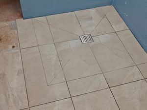 A tiled shower base