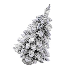 P&P Green 45cm Snow Frosted Christmas Tree Tabletop Figurine Decorative Home Display