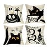 Catzon 4 Pcs Scary Throw Pillow Covers Linen Cushion Case for Decor 50X50cm