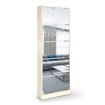 Sarantino 63 x 17 x 170cm Mirrored Shoe Storage Cabinet Organiser