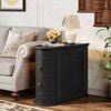 Oakory 60cm Solid Wood Side Table With Two Drawers And Black Finish