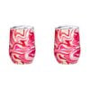 2PK Porta Summer Swirl Double Walled 350ml Stainless Steel Wine Tumbler - Pink
