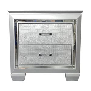 Flashy Bedside Table 2 Drawer Silver
