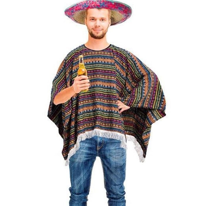 Vibrant Mexican Fiesta Poncho Costume - Default Title
