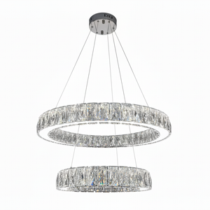 Element Lighting AARON 2 Ring Crystal Pendant Tri-colour LED (Chrome)