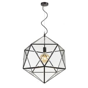 Telbix Lazlo Modern Pendant Hanging Lamp Light Glass Solid Brass Clear Black