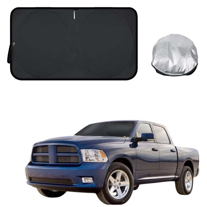 Front Windscreen Sun Shade for RAM 1500 2009 - Current (DS) - XL 160 x 100 cm - Black