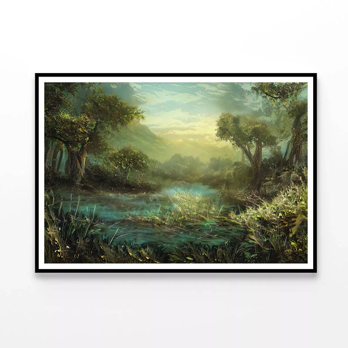 River with Trees & Plants  Print 100% Australian Made 120x90cm  (Poster)
