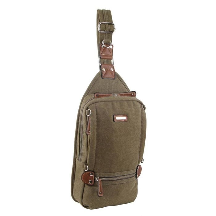 Pierre Cardin Canvas Cross Body Bag Travel Shoulder Sling  Brown