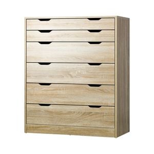 Oikiture 6 Chest of Drawers Tallboy Dresser Natural