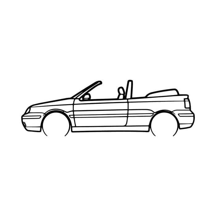 Ignite Laser Volkswagen 1998 Golf 4 Convertable Silhouette Metal Wall Art Rustic Metal 15.7inch/40cm