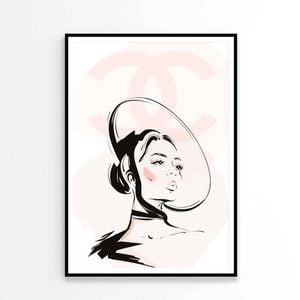 Stylish Black Peach Colored Girl Art Print 100% Australian Made 90x120cm (Poster)