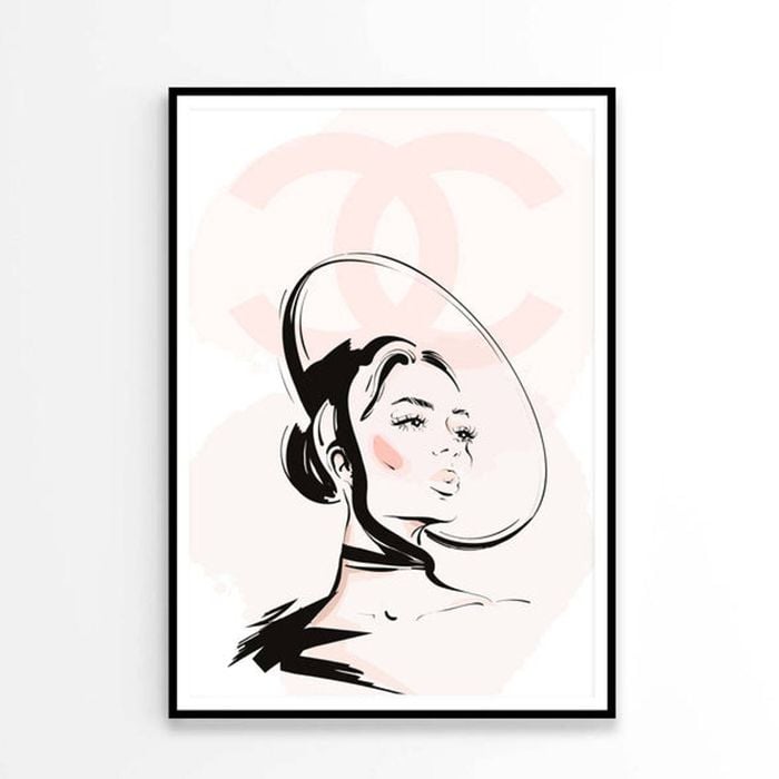 Stylish Black Peach Colored Girl Art Print 100% Australian Made 90x120cm (Poster)