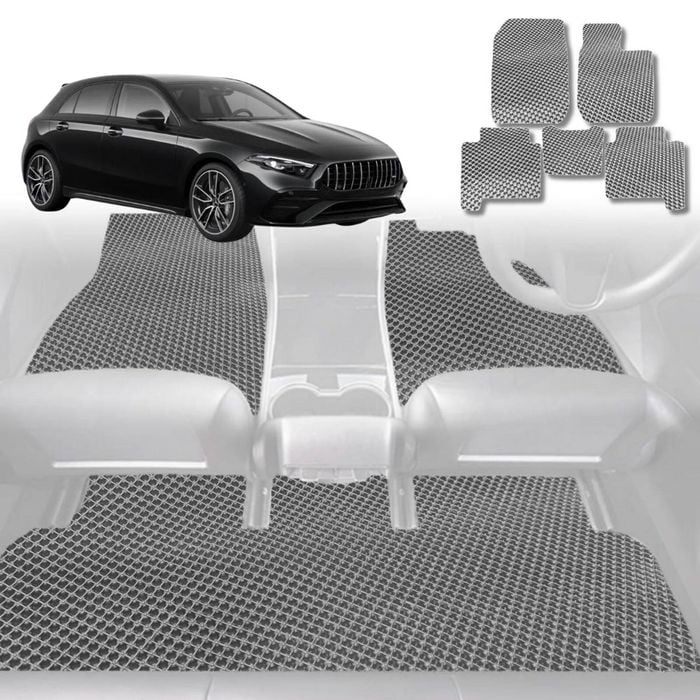 6D Diamond Car Floor Mats for Mercedes-Benz A-Class (W177)2018-Current-Full Set-Grey-Outback GT