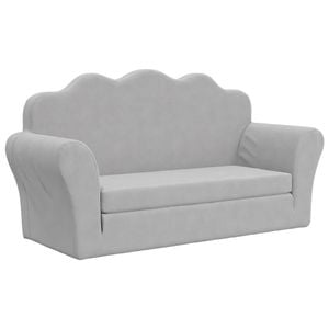 vidaXL Kids' Sofa Bed 2-Seater Children Toddler Couch Light Grey Soft Plush