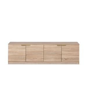 European Cabinetry Natural Oak Fluted Pull Brass Bucharest TV Unit