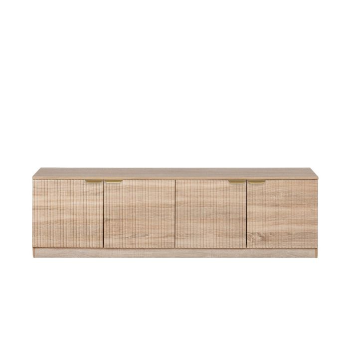 European Cabinetry Natural Oak Fluted Pull Brass Bucharest TV Unit