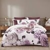 Bianca Kiara Lavender Purple/White Blooms Cotton Sateen Quilt Cover Set Queen