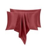 LINENOVA 2pcs Luxury Silk Satin Pillow Cases Pillowcase Cushion Covers - Standard,Burgundy
