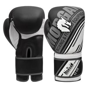 Morgan Aventus Leather Boxing Gloves (10oz - 16oz) [black/white 14oz]