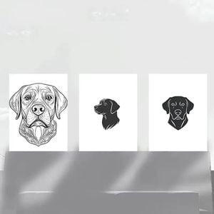 3pcs Charming Labrador Dog Black & White Print 100% Australian Made 3 x 40x60cm (Metal Print)