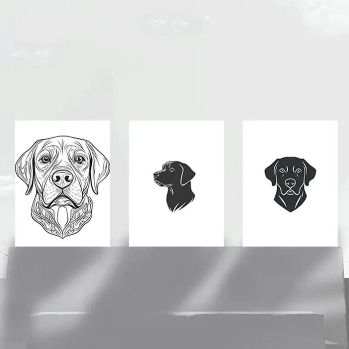 3pcs Charming Labrador Dog Black & White Print 100% Australian Made 3 x 40x60cm (Metal Print)