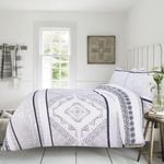 Amsons Pure Cotton New Hampton Super king Quilt Cover Set - White Blue