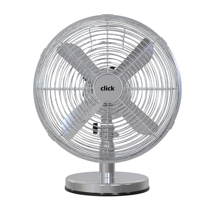 Click 30cm Chrome Metal Desk Fan