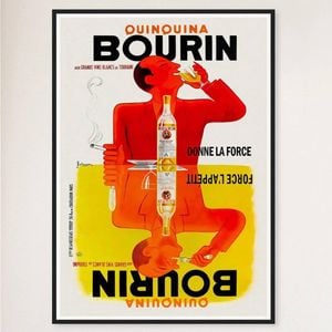 Galrie Quinquina Bourin Vintage Advertising Art Print for Collectors, Black Frame, A2 42 x 60cm (16 x 24inch)