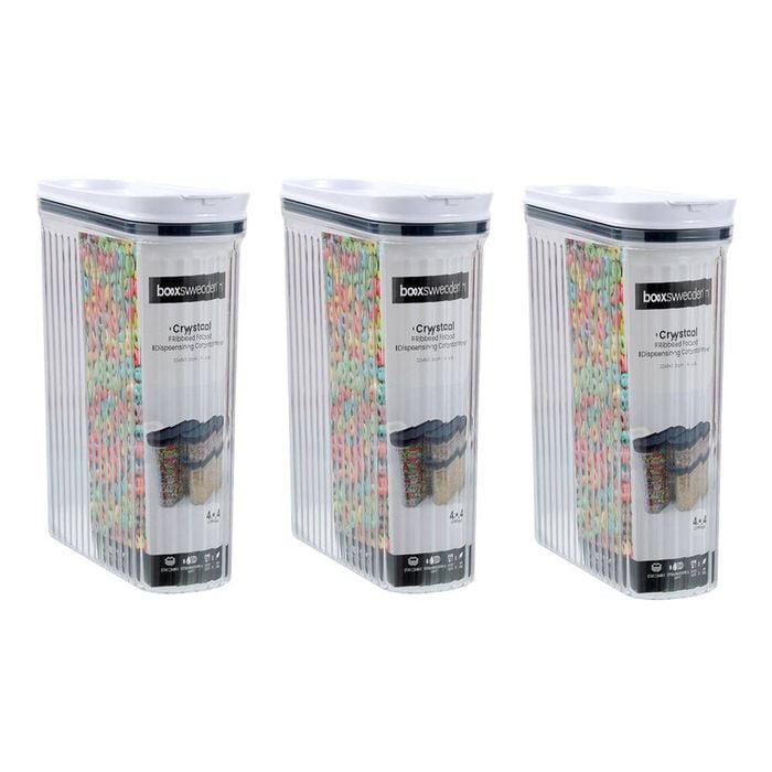3PK Lemon and Lime Crystal Ribbed Food Dispenser Container 4.4L/22x8x31cm Assrtd