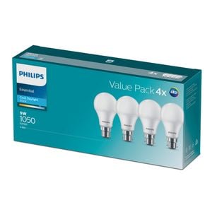 Philips A60 B22 LED 1050Lm Cool Daylight 9W Globe - 4 Pack