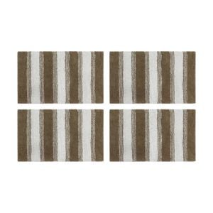 4pk Cdsi Lunasoft Tufted Stripe Bathmat Recycled Cotton Sandstone 50x80cm