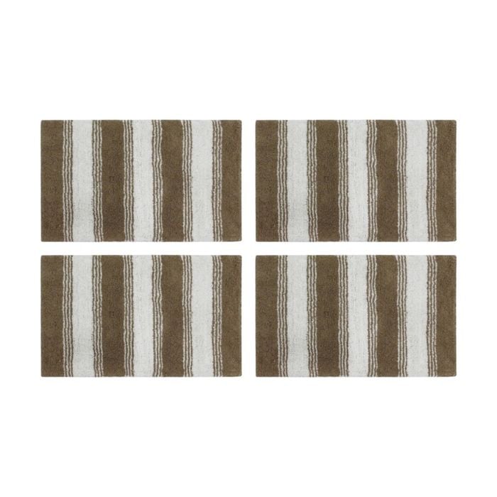 4pk Cdsi Lunasoft Tufted Stripe Bathmat Recycled Cotton Sandstone 50x80cm