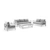 Kansas 3+2+1 Seater Lounge Set Coffee Table White & Olefin Grey Cushions