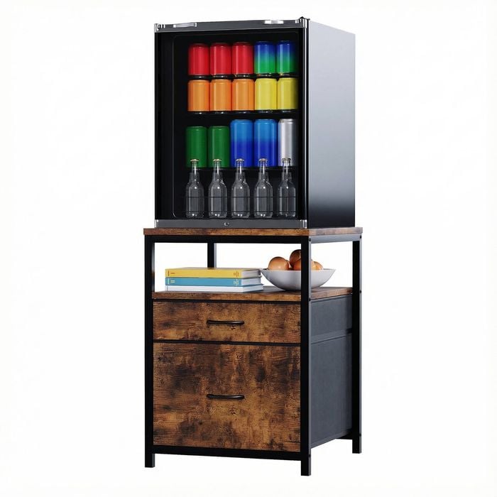 Advwin Mini Fridge Stand with Large Capacity Storage 2 Drawers and Open Shelf
