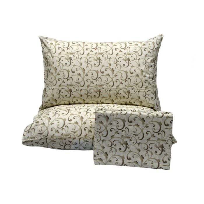 Luna Polyester Cotton Swirls Cream Quilt Cover Set King
